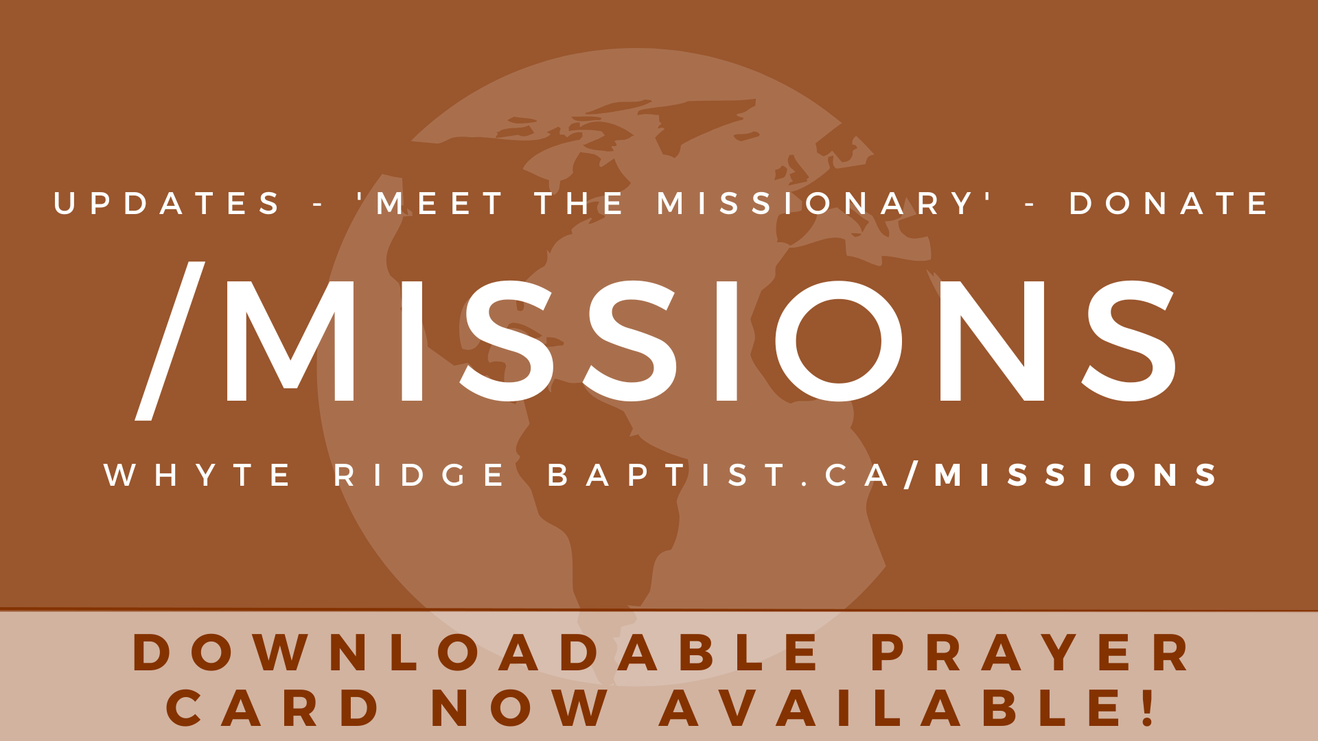 WRBC Missions Prayer Card 2023 - Whyte Ridge Baptist Church