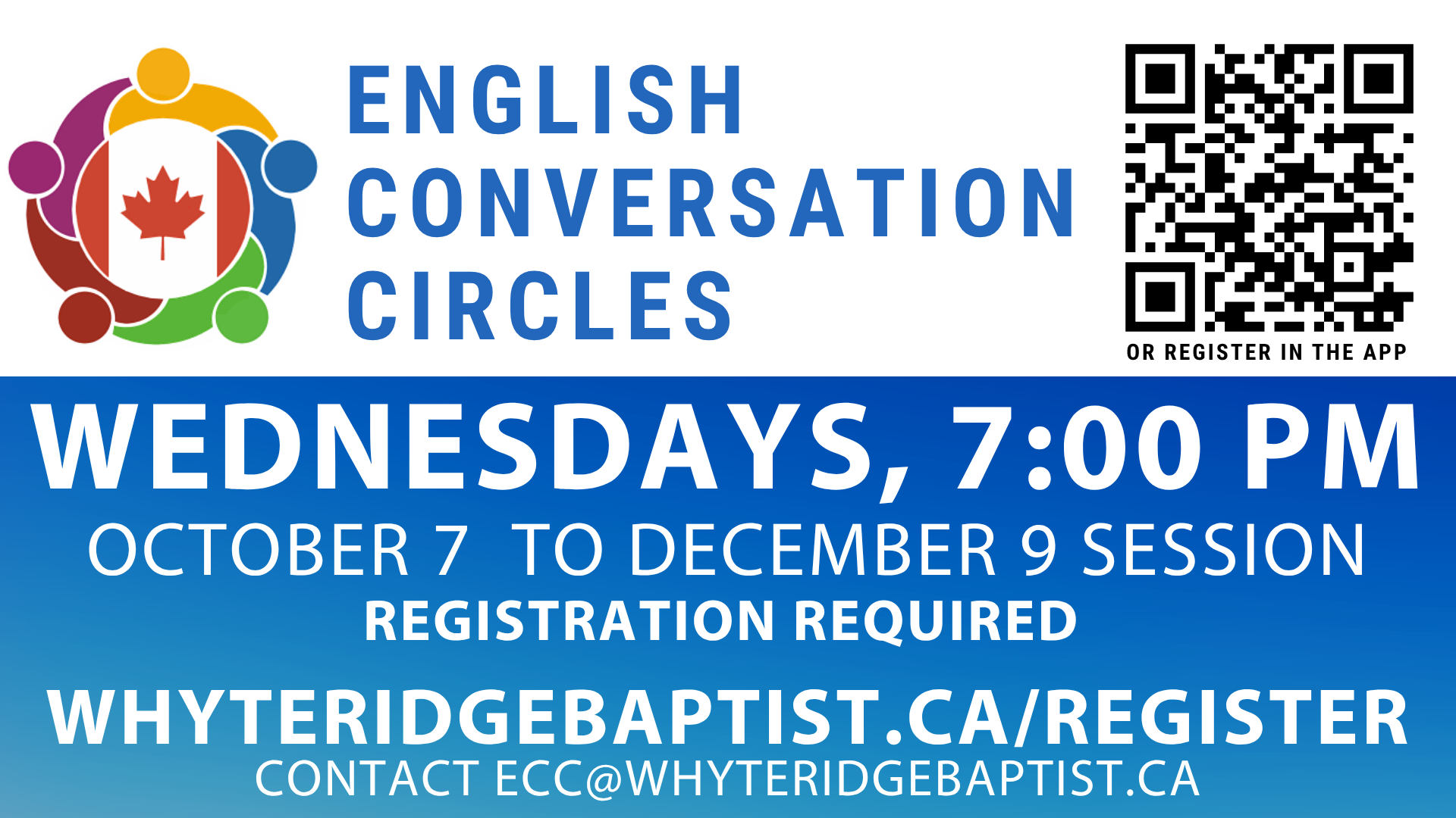 English Conversation Circle (ECC) – Wednesdays, 7:00 pm